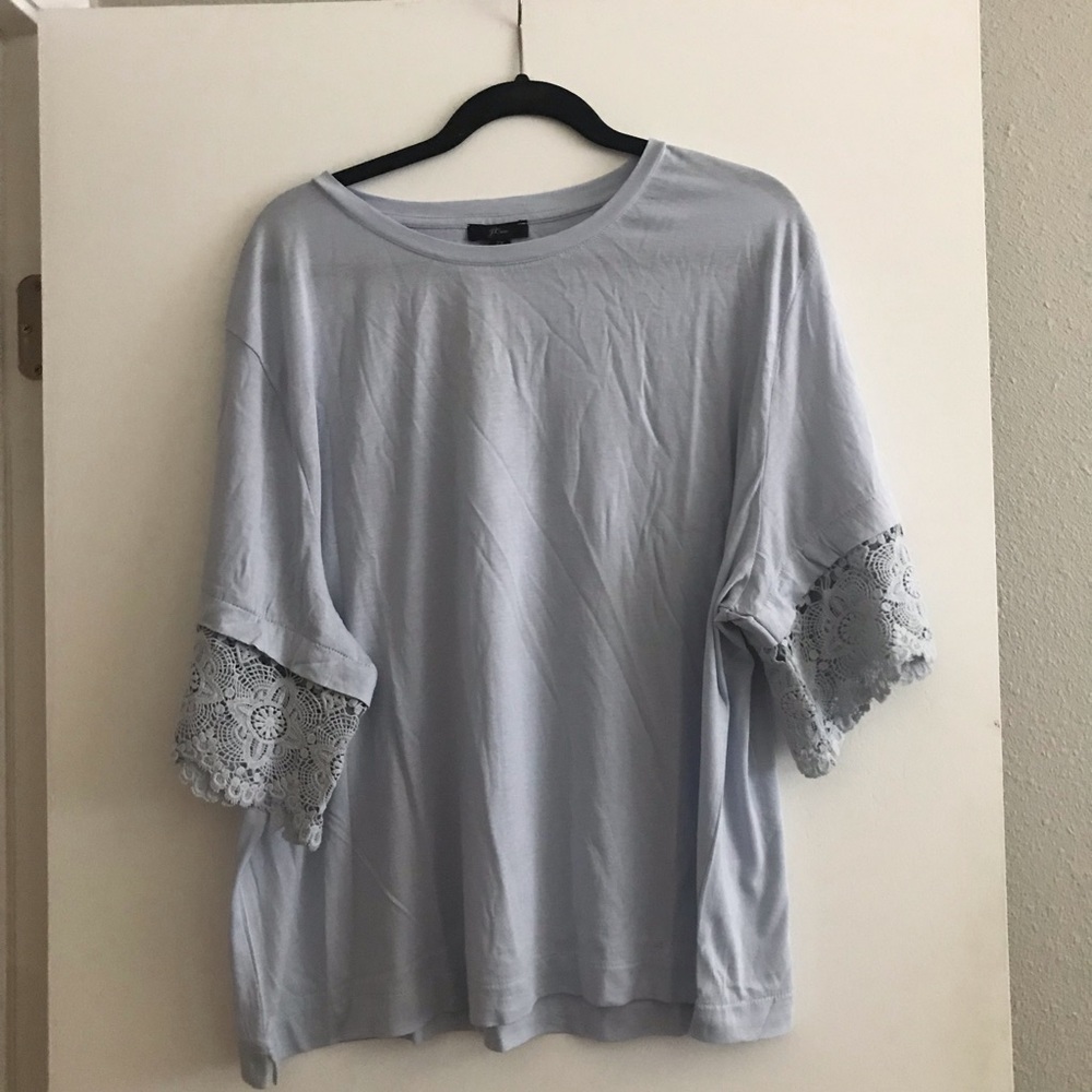 J.Crew Lace sleeve t-shirt